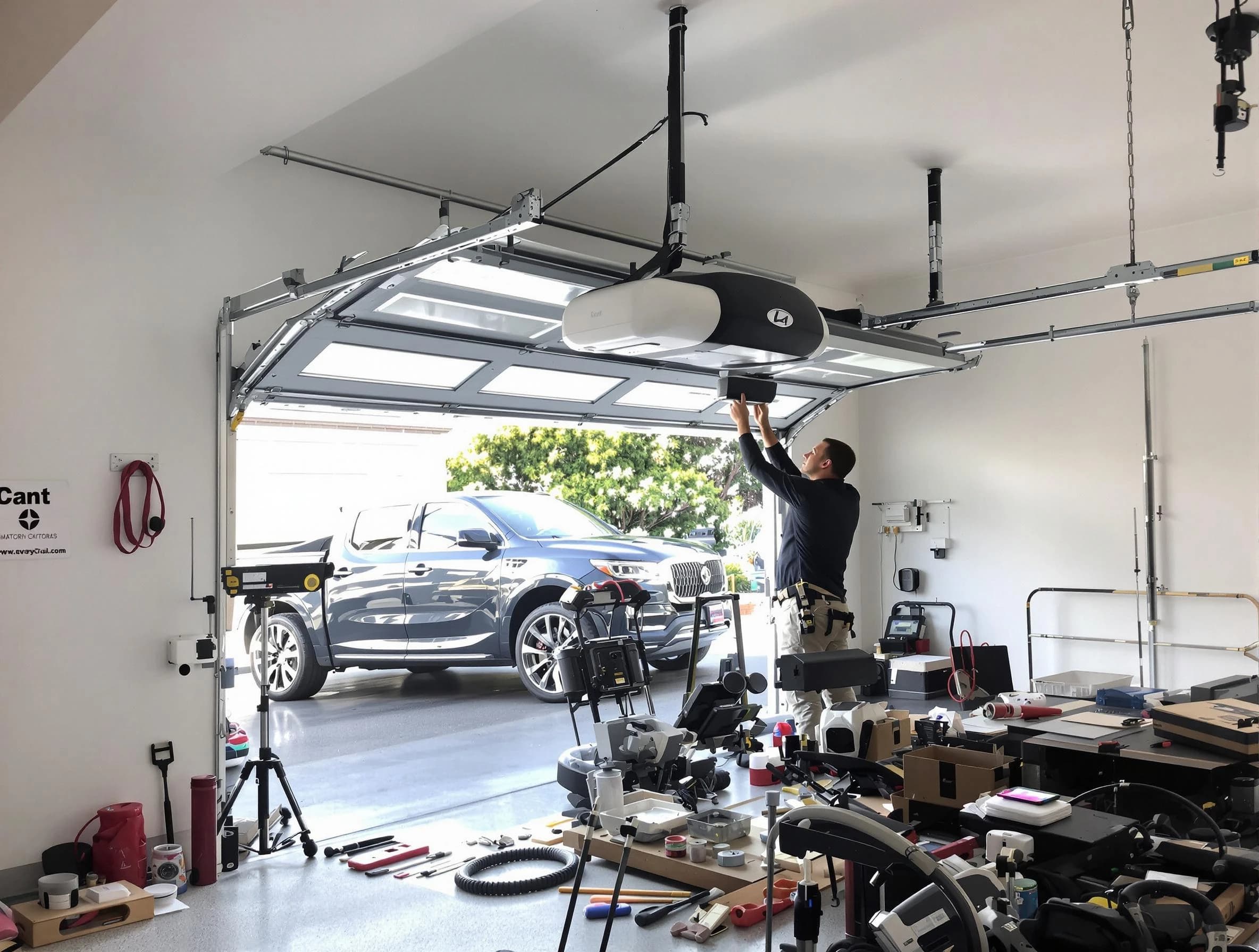 Bradley Gardens Garage Door Repair specialist installing smart garage door opener system in Bradley Gardens home