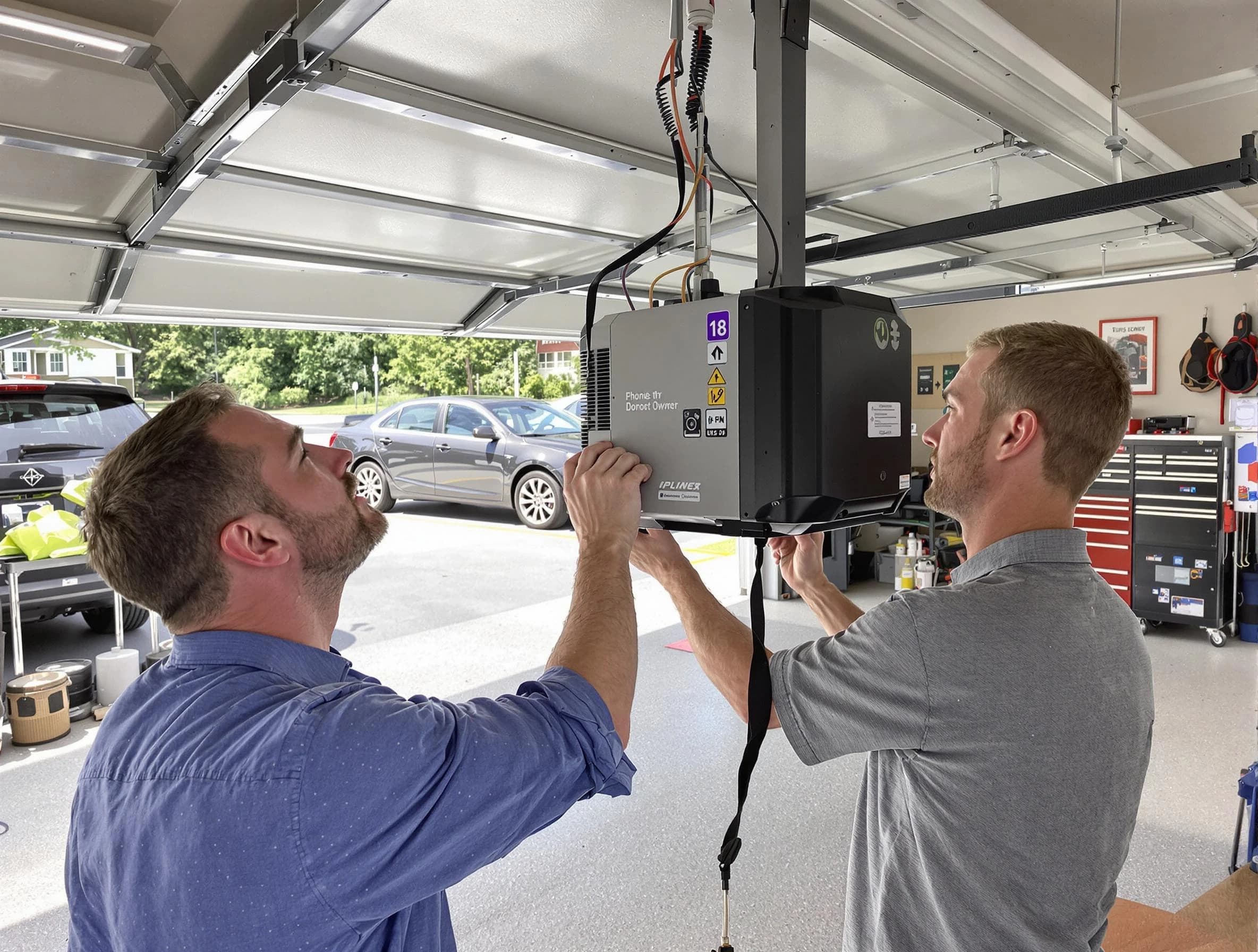 Bradley Gardens Garage Door Repair technician installing garage door opener in Bradley Gardens