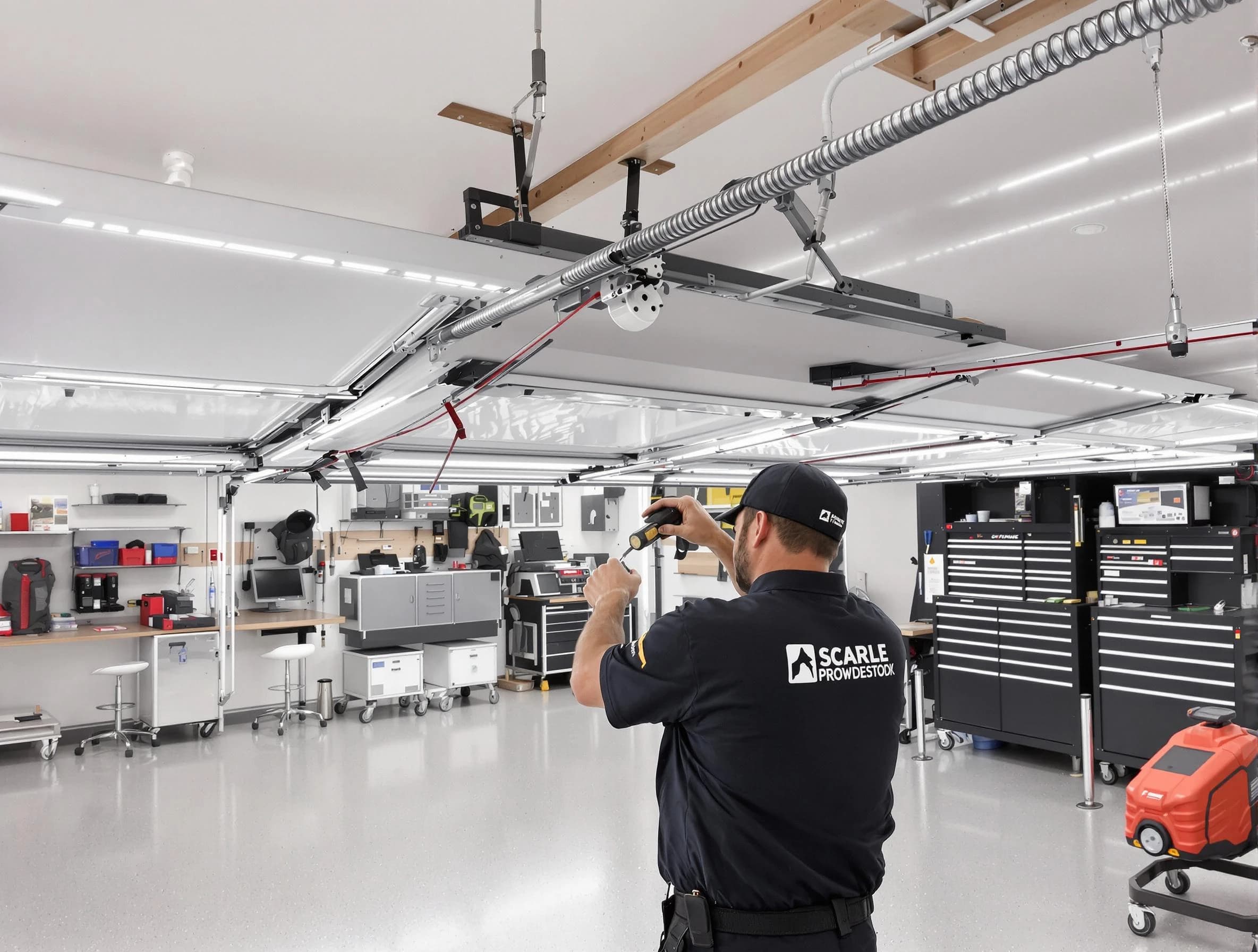 Bradley Gardens Garage Door Repair technician repairing overhead garage door in Bradley Gardens