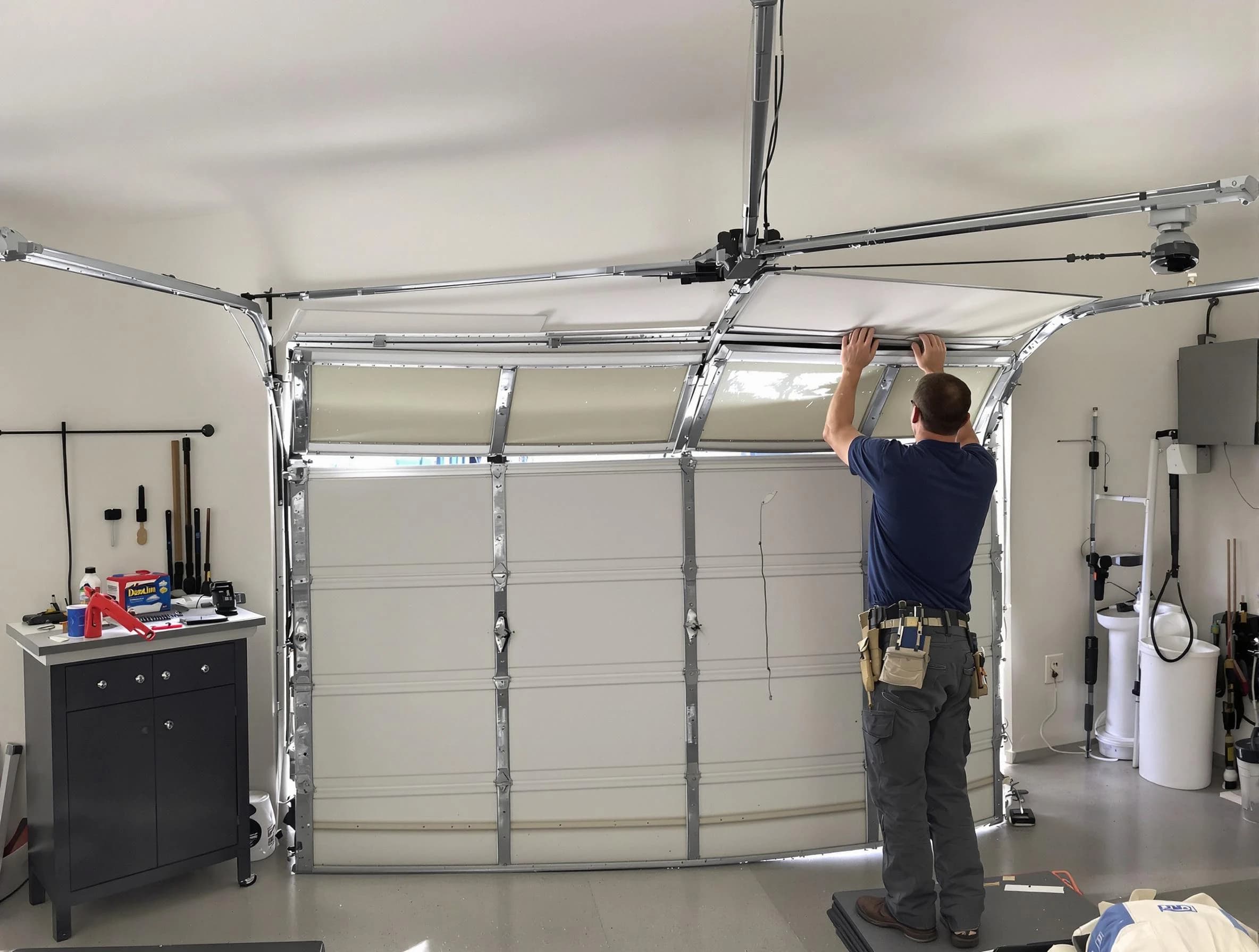 Bradley Gardens Garage Door Repair specialist performing precise section replacement on Bradley Gardens garage door